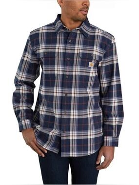 Carhartt Men’s Button Up Shirt Large Loose Fit Flannel Long Sleeve Plaid